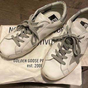 Golden goose distressed white & grey sneakers